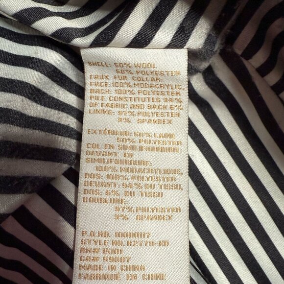 Kate Spade Wool Blend Peacoat with Detachable Faux Fur Collar, Size S - Picture 8 of 10